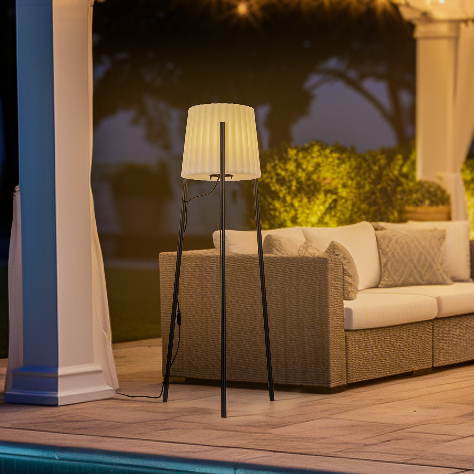 Lindby luminaire de terrasse Jaimy, 148 cm, tripode, aluminium