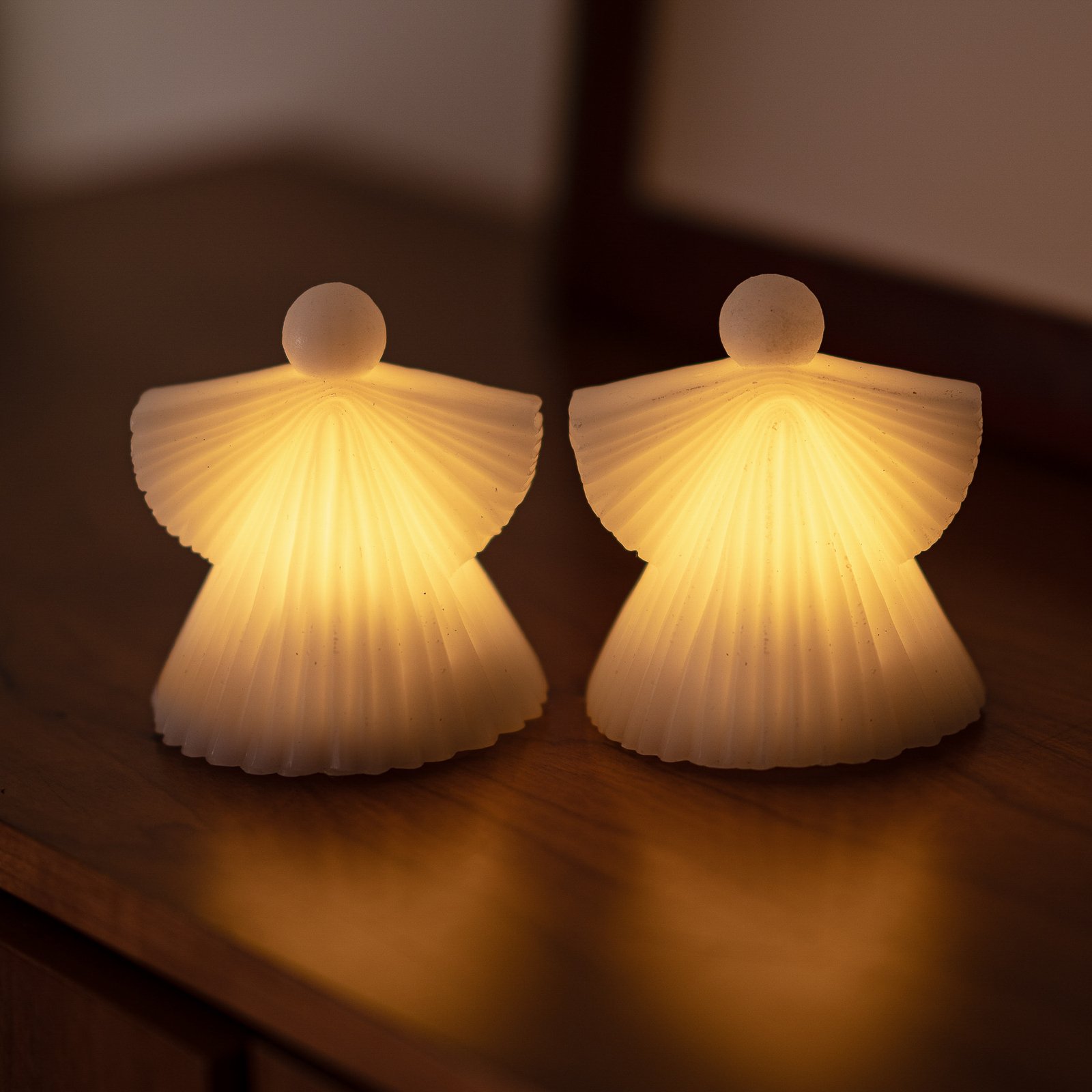 Figure déco LED Asta ange cire blanche, 10 cm, x2