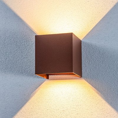 Lindby, applique d'extérieur LED Nivar, angulaire, rouille, métal, IP54