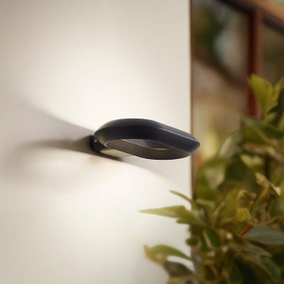 Lucande applique d'extérieur LED LOOP, noir, IP44, métal