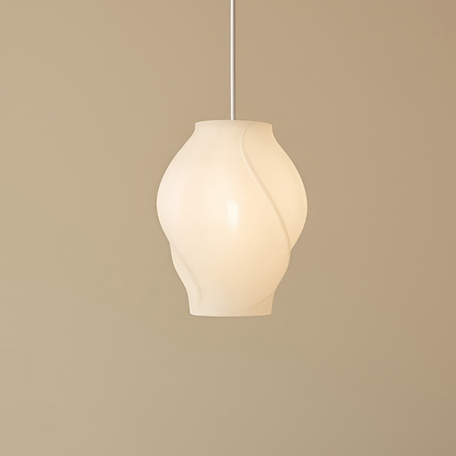 Suspension Lucande Tovina, textile, blanc, Ø35cm