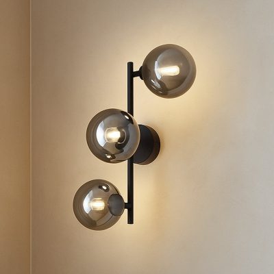 Applique murale Lindby Orbelia, noir, à 3 lampes, verre, G9