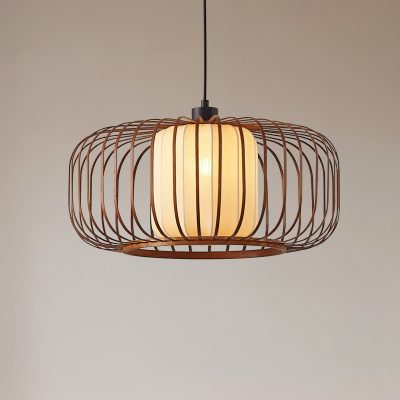 Suspension Lindby Davella, Ø 50 cm, bambou, textile