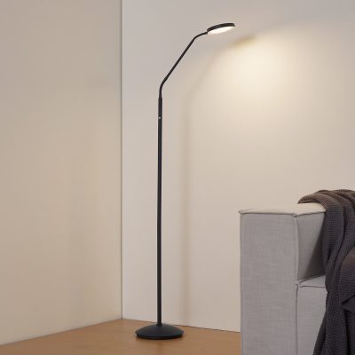 Lindby lampadaire LED rechargeable Elvyn, noir, réglable