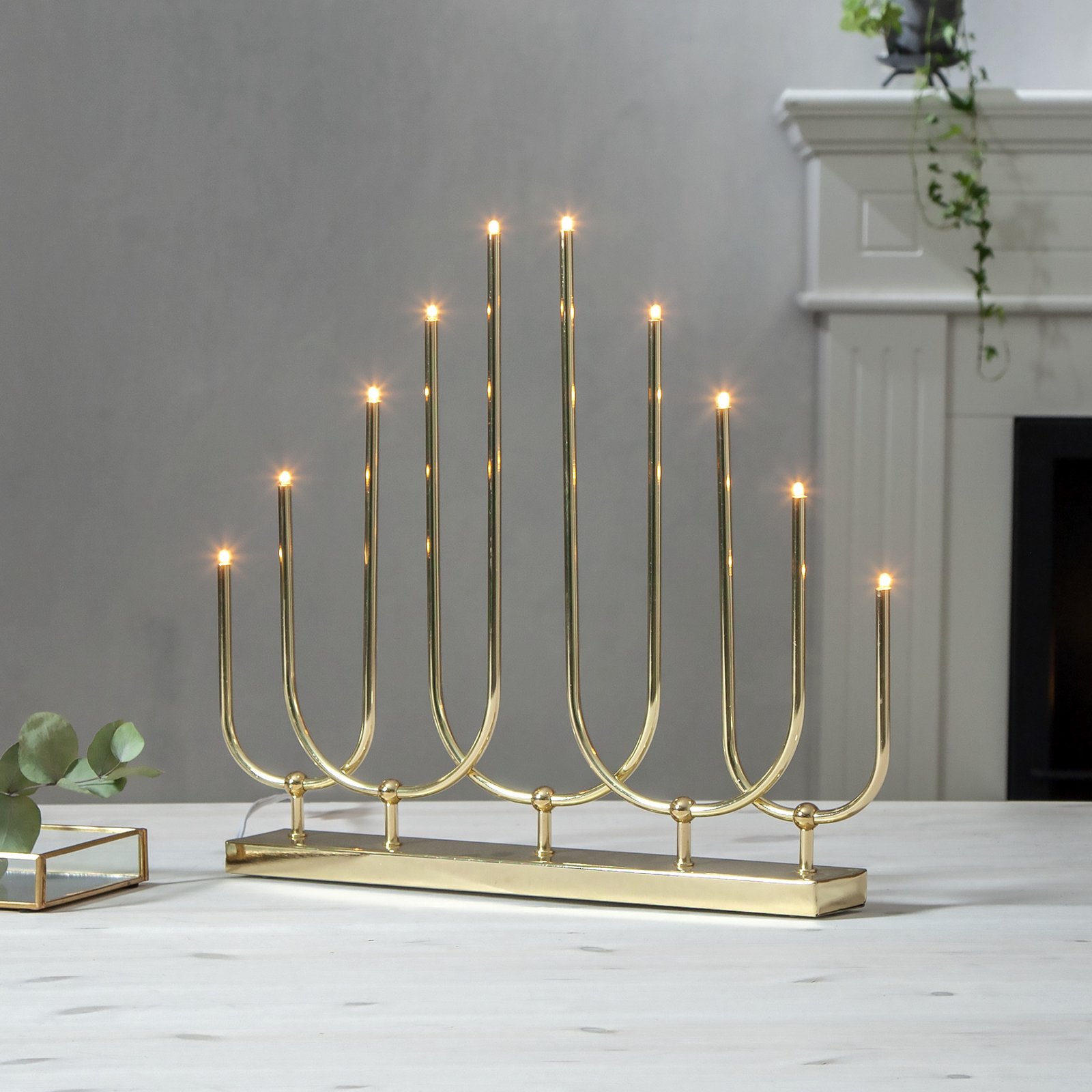 Chandelier Novum, à 10 lampes, couleur laiton, métal, E5