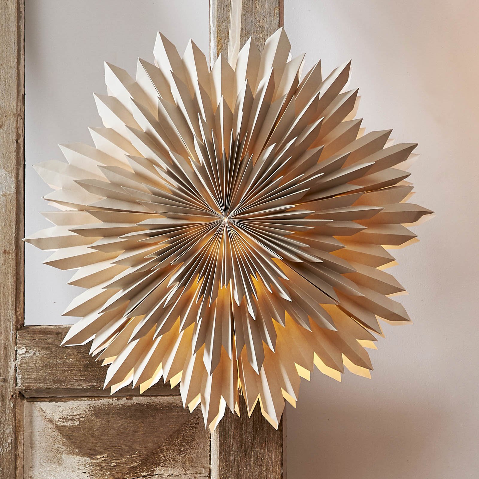 Étoile déco Ice, papier sans douille, beige