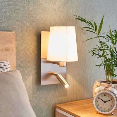Applique murale Lindby Aiden, blanc, nickel, lampe de lecture LED