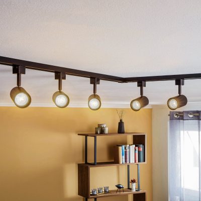 Prios système de lampes sur rail monophasé Jorell, noir, à 5 lampes, GU10