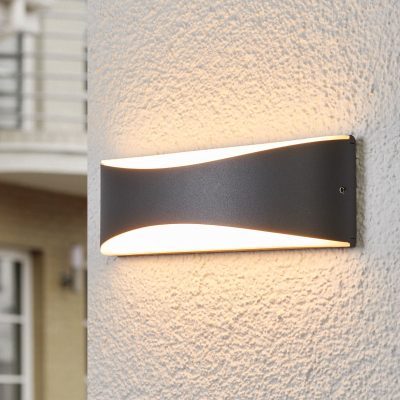 Applique d'extérieur LED Lucande Akira, anthracite, métal, 23cm
