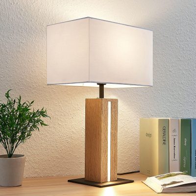 Lindby lampe à poser Garry, 2 lampes, blanc, bois, 53 cm, E27