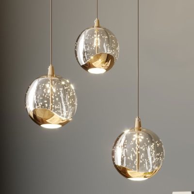 Lucande Suspension LED Hayley, Ø 25 cm, 3 lampes, or, verre