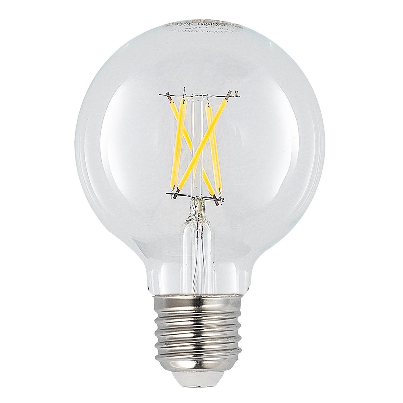 Ampoule LED E27 4W G80 2 700K à filament, à intensité variable, transparente